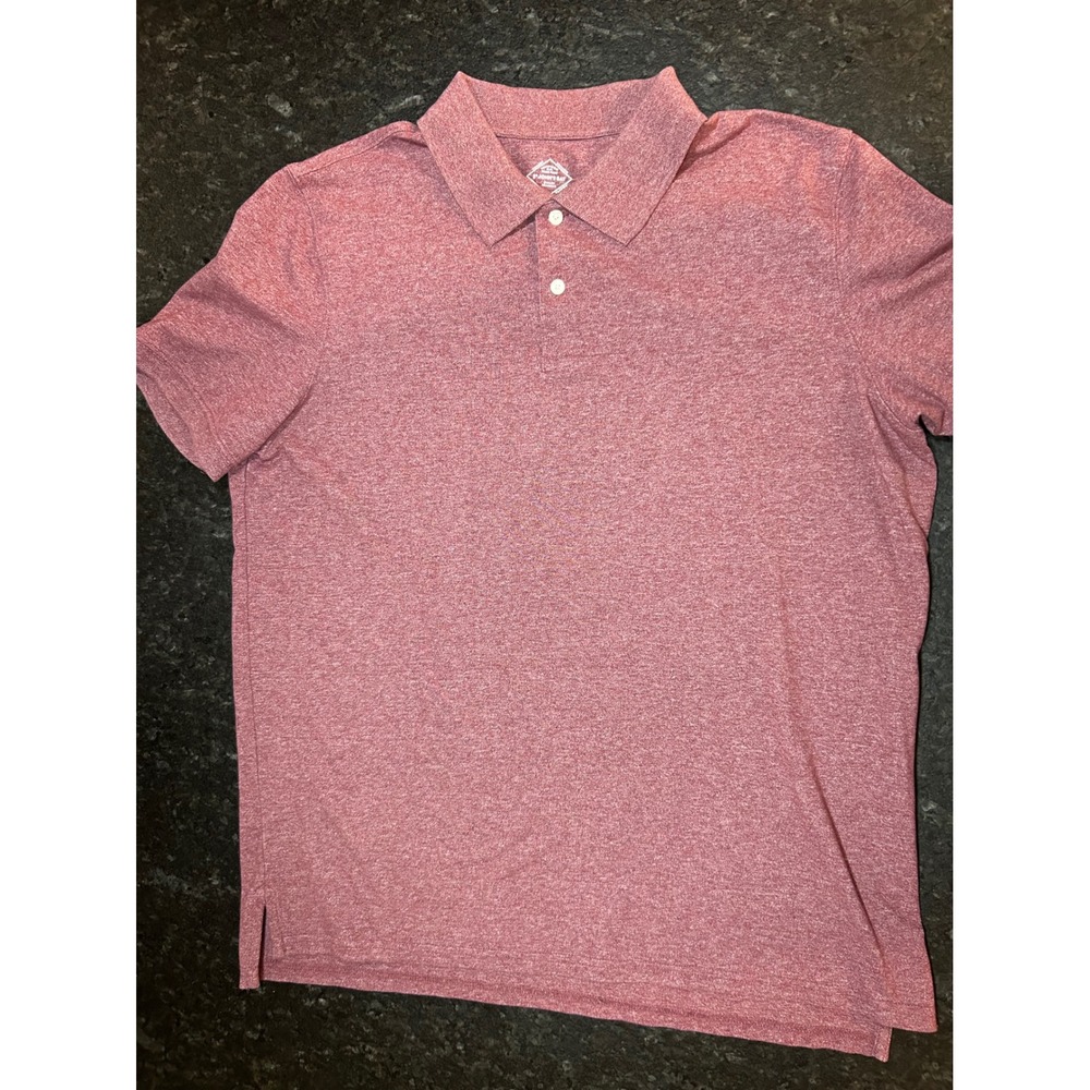 St Johns Bay Mens Performance Polo Shirt Large Heather Burgundy Maroon Stretch